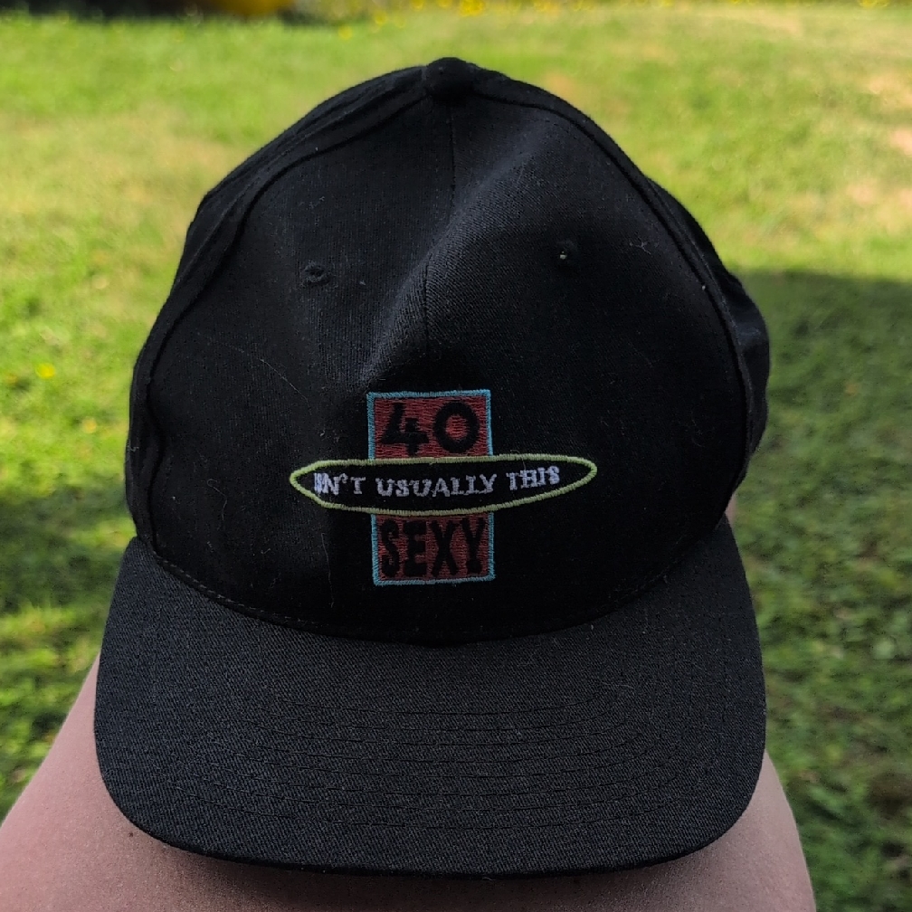 Black Shoebox Cap With Embroidered Design "40 Isn't Usually This Sexy"